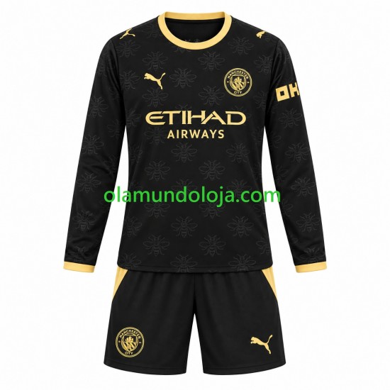 Manchester City Camisola Criança Equipamento Segundo Manga Comprida 2026-2027
